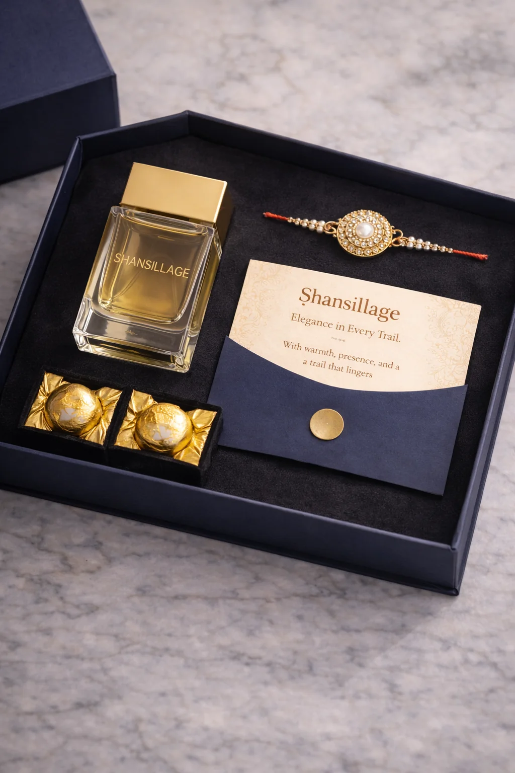 Luxury perfume gift set styled for a Friendship Day gift